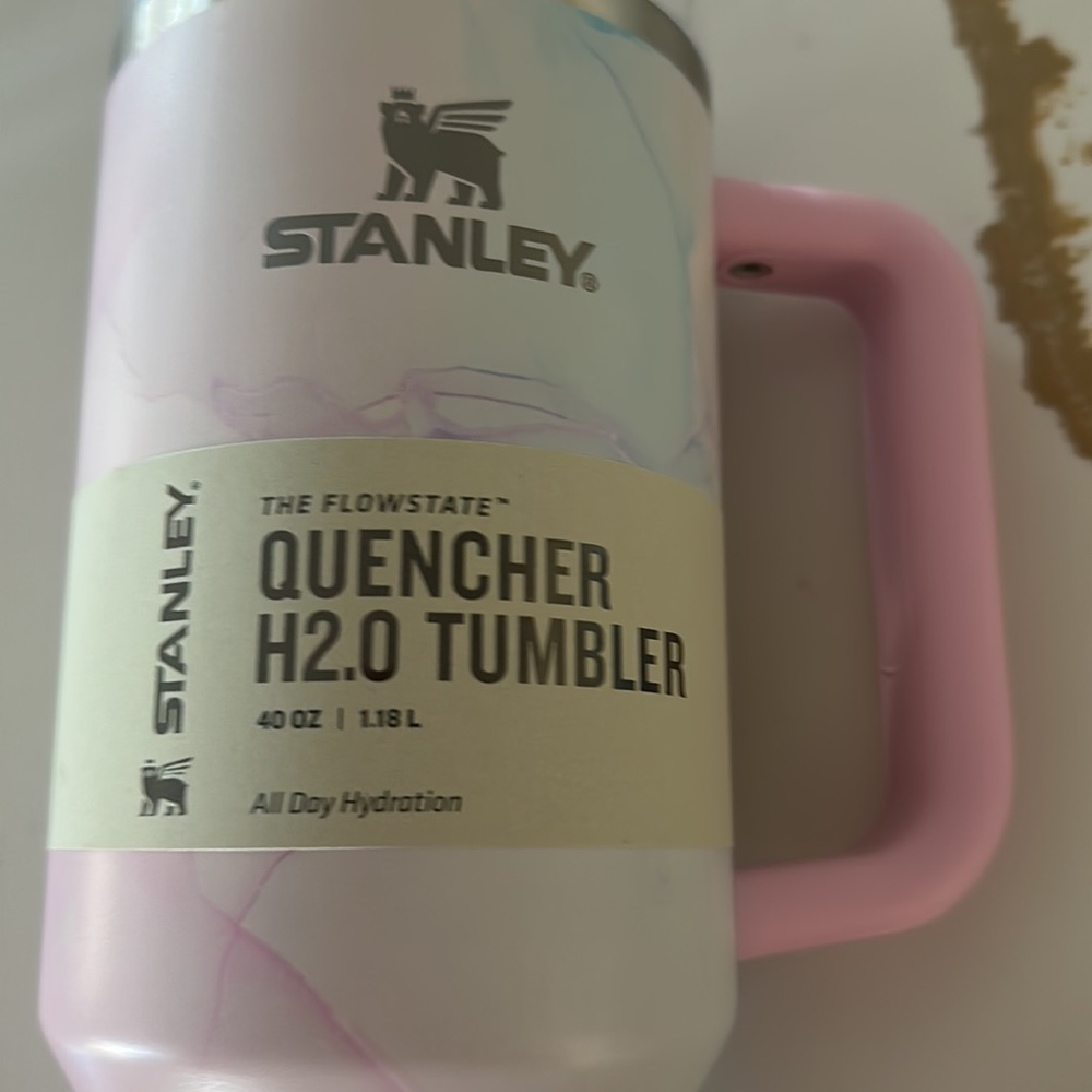 Stanley Watercolor Tulle Pink Tumbler Water Cup 40oz Quencher H2.0 FlowState NEW - Picture 3 of 5